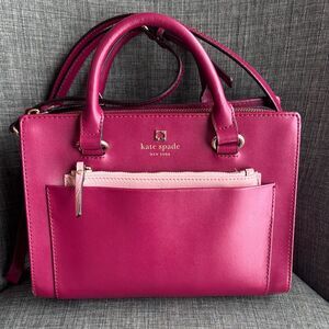 Kate Spade leather handle bag Fuchsia Pink Satchel crossbody purse EUC feminine
